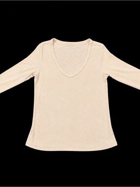 American Eagle Oatmeal Beige V-Neck Long Sleeve Top Women’s XS
